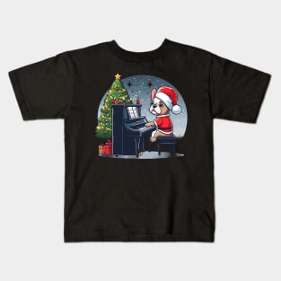 French Bulldog Playing Piano Christmas Kids T-Shirt